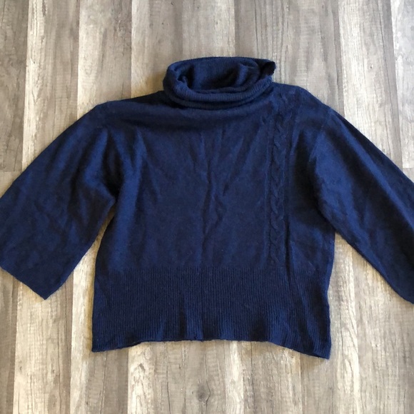 Anthropologie Sparrow Kimi Navy Blue Turtle Neck Sweater M - Picture 2 of 7